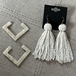 White Earrings - 2 Pairs